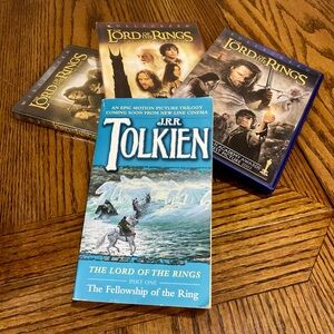Lord of the Rings book & 3 DVDs Return of King, 2 Towers &Fellowship of the Ring